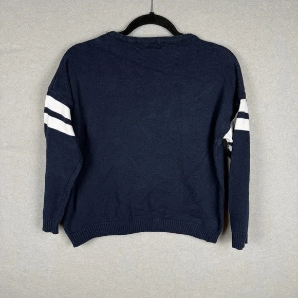 Brandy Melville‎ Sweater New York Slouchy Crewneck Pullover Preppy Blue One Size - Picture 5 of 5